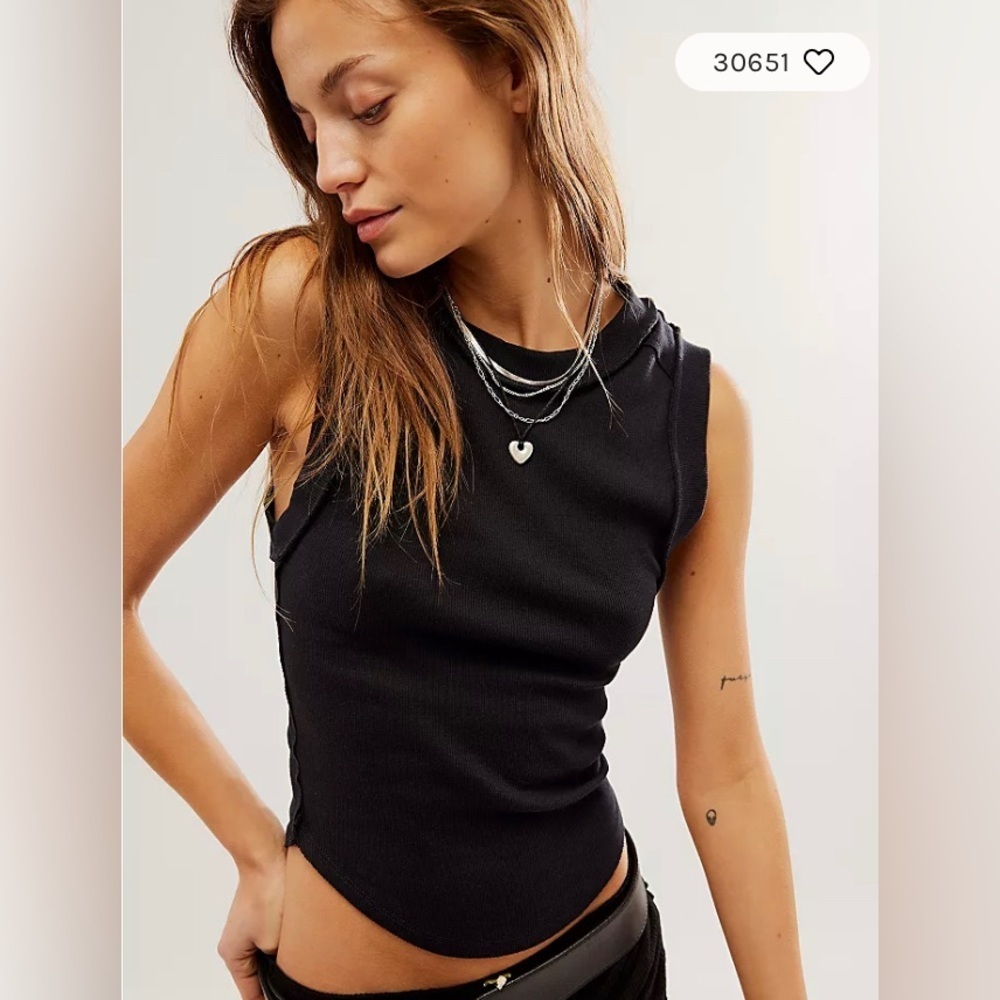 Free People We the Free Black Sleeveless Kate Tee Size XL NWT
